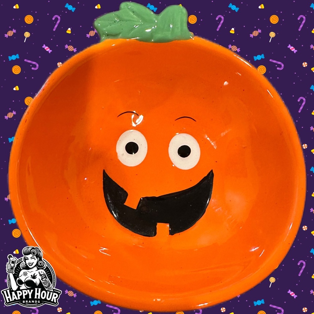 Studio 33 Halloween 7" Mini Plate Pumpkin Jack o’ lantern Orange Ceramic 6in